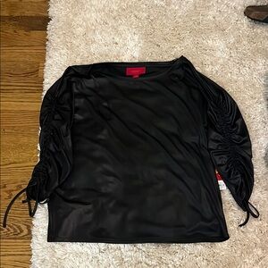 Black Ruched Sleeve Top